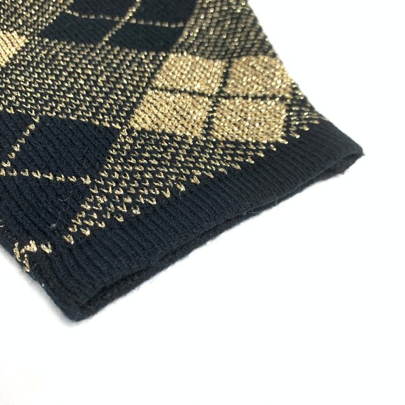 Vintage Holiday Time Christmas Sweater Gold Argyle - Picture 7 of 9
